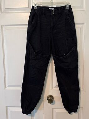 Black Utility Cargo Pants with ankle cuff Sz S